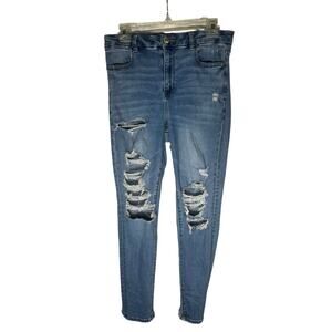 American Eagle Outfitters Blue Distressed Jeggings